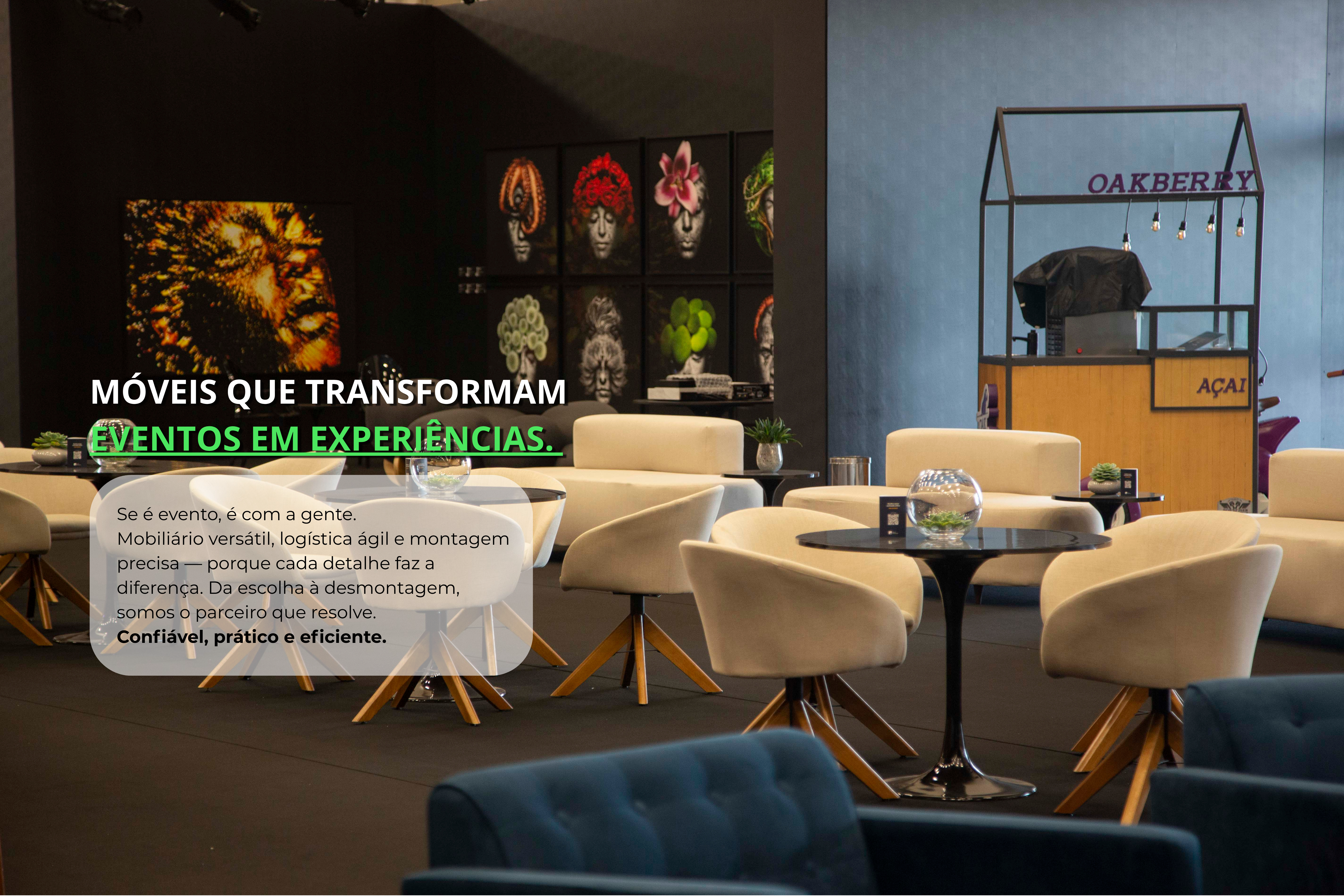 Móveis elegantes Verde Leasing - Cadeiras e mesas para eventos de alto padrão